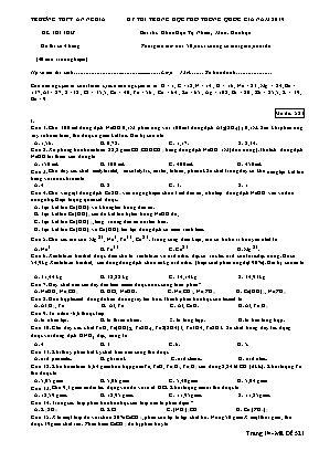 Đề thi THPT Quốc gia môn Hóa học năm 2019 - Mã đề 521 - Trường THPT An Nghĩa