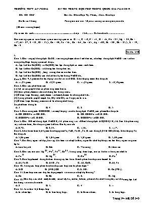 Đề thi THPT Quốc gia môn Hóa học năm 2019 - Mã đề 540 - Trường THPT An Nghĩa