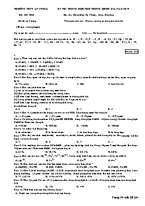 Đề thi THPT Quốc gia môn Hóa học năm 2019 - Mã đề 554 - Trường THPT An Nghĩa