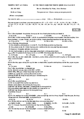 Đề thi THPT Quốc gia môn Hóa học năm 2019 - Mã đề 569 - Trường THPT An Nghĩa