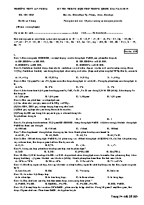 Đề thi THPT Quốc gia môn Hóa học năm 2019 - Mã đề 589 - Trường THPT An Nghĩa