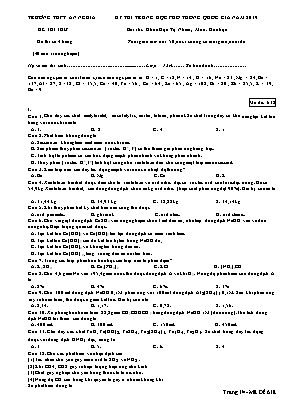 Đề thi THPT Quốc gia môn Hóa học năm 2019 - Mã đề 618 - Trường THPT An Nghĩa
