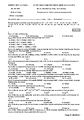 Đề thi THPT Quốc gia môn Hóa học năm 2019 - Mã đề 641 - Trường THPT An Nghĩa