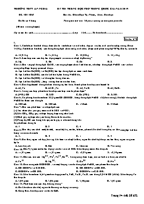 Đề thi THPT Quốc gia môn Hóa học năm 2019 - Mã đề 672 - Trường THPT An Nghĩa