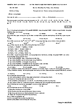 Đề thi THPT Quốc gia môn Hóa học năm 2019 - Mã đề 692 - Trường THPT An Nghĩa