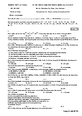 Đề thi THPT Quốc gia môn Hóa học năm 2019 - Mã đề 775- Trường THPT An Nghĩa