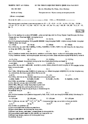 Đề thi THPT Quốc gia môn Hóa học năm 2019 - Mã đề 793 - Trường THPT An Nghĩa