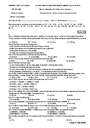 Đề thi THPT Quốc gia môn Hóa học năm 2019 - Mã đề 805 - Trường THPT An Nghĩa