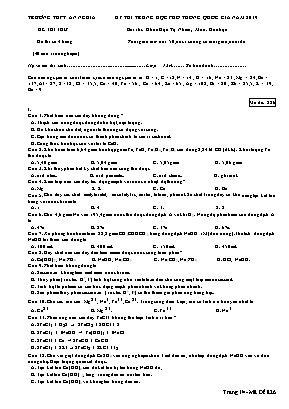 Đề thi THPT Quốc gia môn Hóa học năm 2019 - Mã đề 826 - Trường THPT An Nghĩa