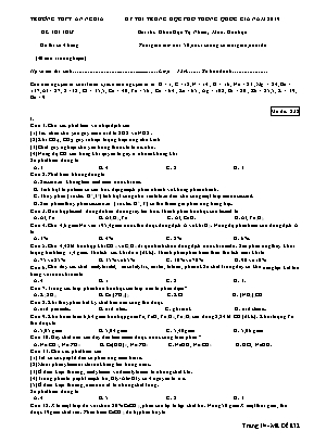 Đề thi THPT Quốc gia môn Hóa học năm 2019 - Mã đề 832 - Trường THPT An Nghĩa