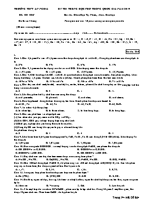 Đề thi THPT Quốc gia môn Hóa học năm 2019 - Mã đề 864 - Trường THPT An Nghĩa