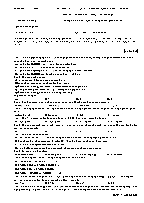 Đề thi THPT Quốc gia môn Hóa học năm 2019 - Mã đề 865 - Trường THPT An Nghĩa