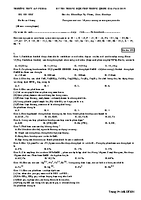 Đề thi THPT Quốc gia môn Hóa học năm 2019 - Mã đề 891 - Trường THPT An Nghĩa