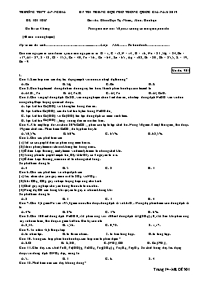 Đề thi THPT Quốc gia môn Hóa học năm 2019 - Mã đề 901 - Trường THPT An Nghĩa