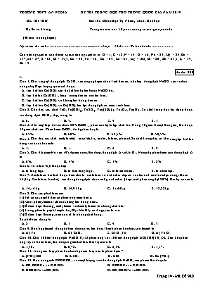 Đề thi THPT Quốc gia môn Hóa học năm 2019 - Mã đề 980 - Trường THPT An Nghĩa