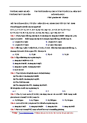 Đề thi thử chuẩn bị cho kì THPT Quốc gia môn Hóa học năm 2017 - Đại học Sư phạm Hà Nội (Có đáp án)