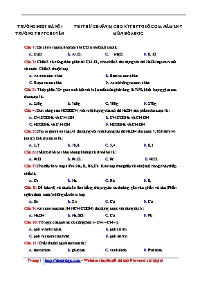 Đề thi thử chuẩn bị cho kì Trung học Phổ thông Quốc gia môn Hóa học năm 2017 - Đại học Sư phạm Hà Nội (Có đáp án)