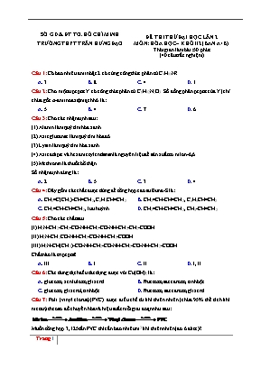 Đề thi thử Đại học lần 2 môn Hóa học - Trường THPT Trần Hưng Đạo (Có đáp án)