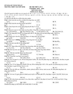 Đề thi thử lần 1 môn Hóa học Lớp 12 - Năm học 2018-2019 - Trường THPT Nguyễn Huệ (Có đáp án)