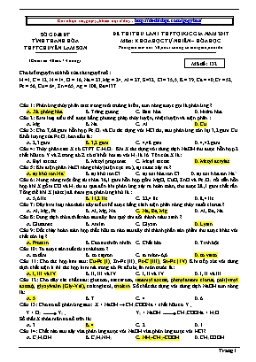 Đề thi thử lần 1 THPT Quốc gia môn Hóa học năm 2017 - Mã đề 132 - Trường THPT chuyên Lam Sơn (Có đáp án)