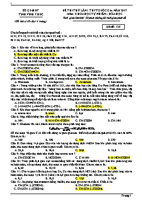 Đề thi thử lần 1 THPT Quốc gia môn Hóa học năm 2017 - Mã đề 135 - Sở giáo dục và đào tạo Vĩnh Phúc (Có đáp án)