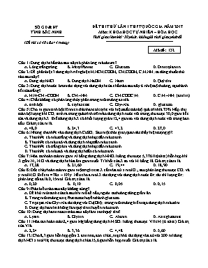 Đề thi thử lần 1 THPT Quốc gia môn Hóa học năm 2017 - Mã đề 132 - Sở giáo dục và đào tạo Bắc Ninh (Có đáp án)