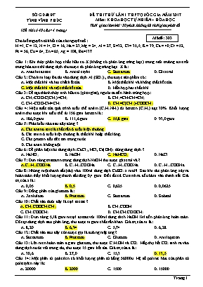 Đề thi thử lần 1 THPT Quốc gia môn Hóa học năm 2017 - Mã đề 303 - Sở giáo dục và đào tạo Vĩnh Phúc (Có đáp án)