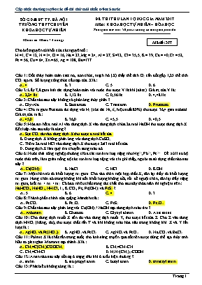 Đề thi thử lần 1 THPT Quốc gia môn Hóa học năm 2017 - Mã đề 357 - Trường THPT chuyên Khoa học Tự Nhiên (Có đáp án)