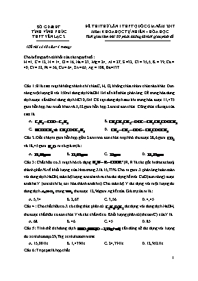 Đề thi thử lần 1 THPT Quốc gia môn Hóa học năm 2017 - Trường THPT Yên Lạc 2 (Có đáp án)