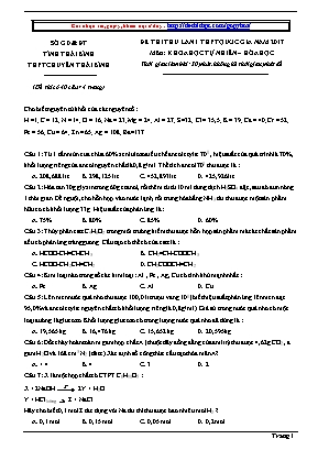 Đề thi thử lần 1 THPT Quốc gia môn Hóa học năm 2017 - Trường THPT chuyên Thái Bình (Có đáp án)