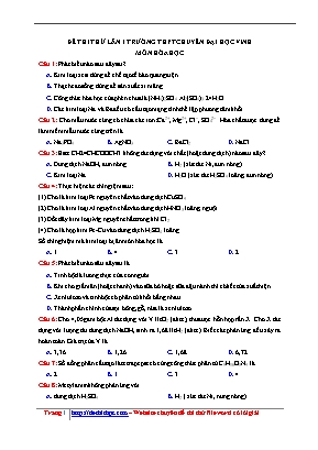 Đề thi thử lần 1 THPT Quốc gia môn Hóa học - Trường THPT chuyên Đại học Vinh (Có đáp án)