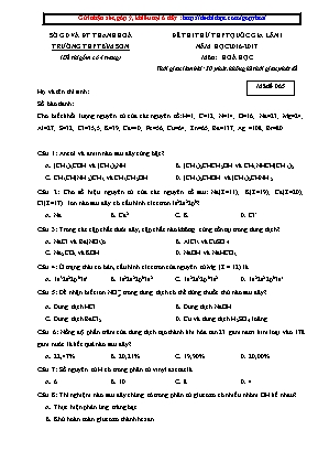 Đề thi thử THPT Quốc gia môn Hóa học lần 1 - Mã đề 065 - Năm học 2016-2017 - Trường THPT Bỉm Sơn (Có đáp án)