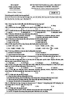 Đề thi thử THPT Quốc gia môn Hóa học lần 1 năm 2017 - Mã đề 132 - Trường THPT Lao Bảo (Có đáp án)