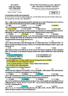 Đề thi thử THPT Quốc gia môn Hóa học lần 1 năm 2017 - Mã đề 132 - Trường THPT Tiên Lãng (Có đáp án)