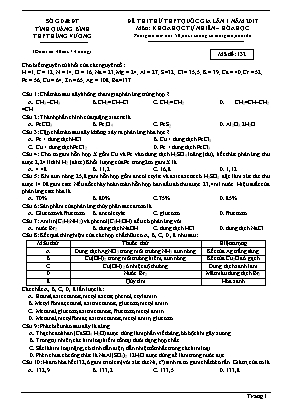 Đề thi thử THPT Quốc gia môn Hóa học lần 1 năm 2017 - Mã đề 132 - Trường THPT Hùng Vương (Có đáp án)