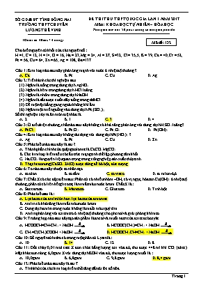 Đề thi thử THPT Quốc gia môn Hóa học lần 1 năm 2017 - Mã đề 132 - Trường THPT chuyên Lương Thế Vinh (Có đáp án)