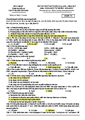 Đề thi thử THPT Quốc gia môn Hóa học lần 1 năm 2017 - Mã đề 132 - Trường THPT Thanh Chương (Có đáp án)