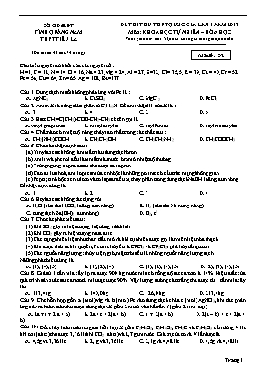 Đề thi thử THPT Quốc gia môn Hóa học lần 1 năm 2017 - Mã đề 132 - Trường THPT Tiểu La (Có đáp án)