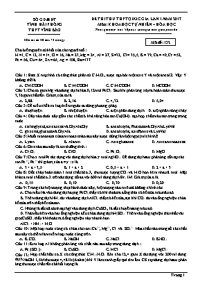 Đề thi thử THPT Quốc gia môn Hóa học lần 1 năm 2017 - Mã đề 132 - Trường THPT Vĩnh Bảo (Có đáp án)