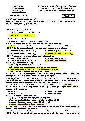 Đề thi thử THPT Quốc gia môn Hóa học lần 1 năm 2017 - Mã đề 132 - Trường THPT Phụ Dực (Có đáp án)