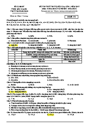 Đề thi thử THPT Quốc gia môn Hóa học lần 1 năm 2017 - Mã đề 132 - Trường THPT Phương Sơn (Có đáp án)