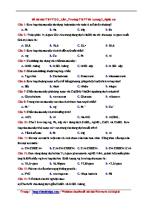 Đề thi thử THPT Quốc gia môn Hóa học lần 1 năm 2017 - Trường THPT Đô Lương 3 (Có đáp án)