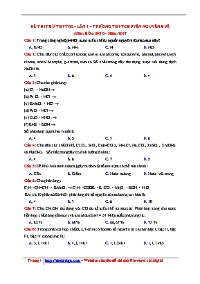 Đề thi thử THPT Quốc gia môn Hóa học lần 1 năm 2017 - Trường THPT chuyên Nguyễn Huệ (Có đáp án)