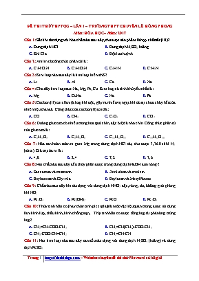 Đề thi thử THPT Quốc gia môn Hóa học lần 1 năm 2017 - Trường THPT chuyên Lê Hồng Phong (Có đáp án)