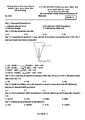 Đề thi thử THPT Quốc gia môn Hóa học lần 1 năm 2019 - Mã đề 111 - Trường THPT Đặng Thúc Hứa