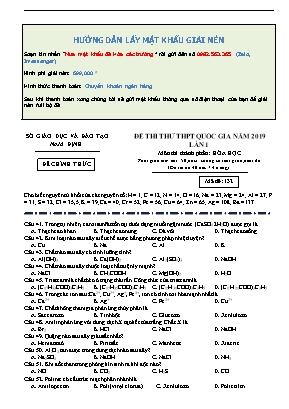 Đề thi thử THPT Quốc gia môn Hóa học lần 1 năm 2019 - Mã đề 132 - Sở giáo dục và đào tạo Nam Định (Có đáp án)