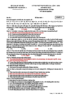 Đề thi thử THPT Quốc gia môn Hóa học lần 1 năm 2020 - Mã đề 101 - Trường THPT Thanh Oai A (Kèm đáp án)