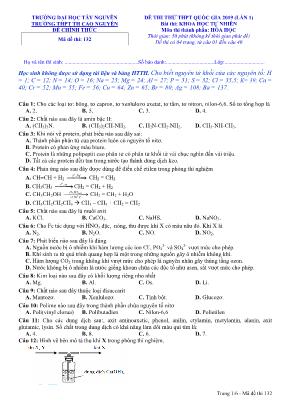 Đề thi thử THPT Quốc gia môn Hóa học lần 1 năm 2020 - Mã đề 132 - Trường THPT TH Cao nguyên (Có đáp án)