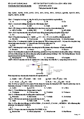 Đề thi thử THPT Quốc gia môn Hóa học lần 1 năm 2020 - Trường THPT Hồ Nghinh
