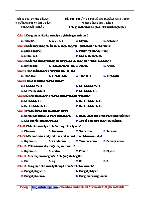 Đề thi thử THPT Quốc gia môn Hóa học lần 1 - Năm học 2016-2017 - Trường THPT chuyên Phan Bội Châu (Có đáp án)